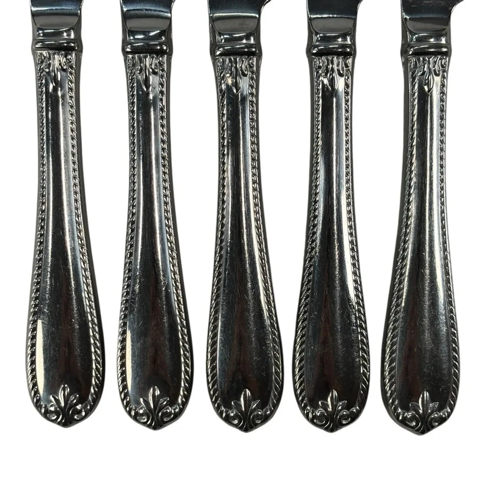 5 - Lenox Tudor Bead Augusta 18/10 Stainless Steel Flatware Dinner Knives